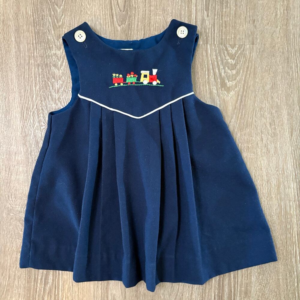 Vintage 70s/80s JC Penney Toddle Time Train Jumper Dress – Size 2T
